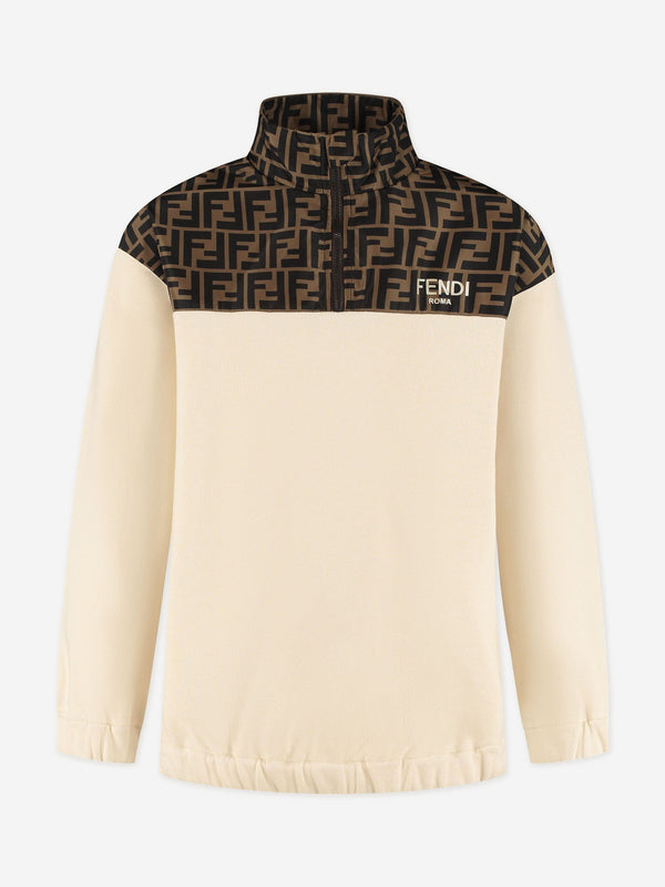 Fendi Kids FF Logo Sweatshirt in Beige