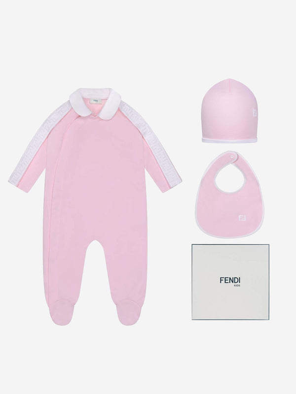 Fendi Baby Girls Babygrow Gift Set in Pink