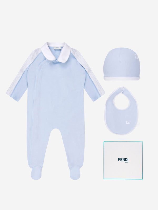 Fendi Baby Boys Babygrow Gift Set in Blue