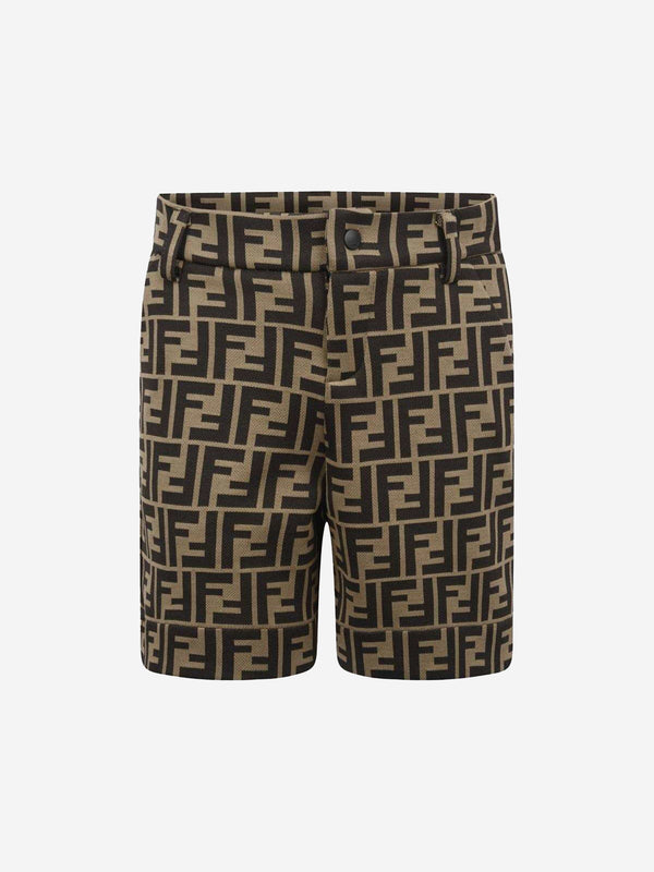 Fendi Baby Boys FF Logo Shorts in Brown