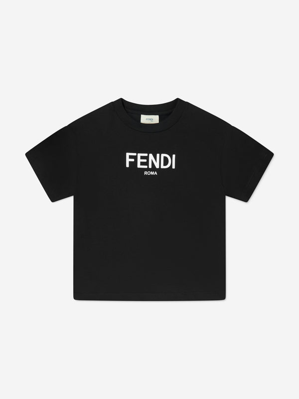 Fendi Kids Logo T-Shirt in Black