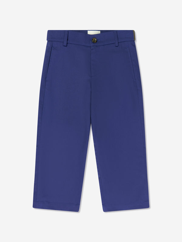 Fendi Boys Gabardine Stretch Trousers in Navy