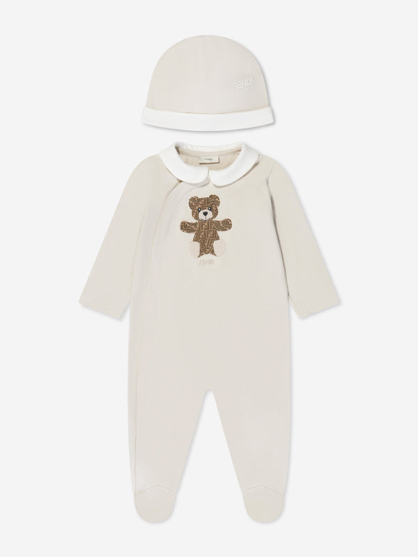 Fendi Baby Bear Babygrow Gift Set (2 Piece) in Beige