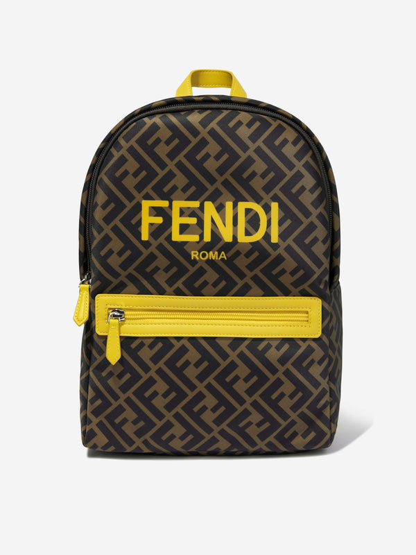 Fendi Kids FF Logo Backpack in Brown (33cm)