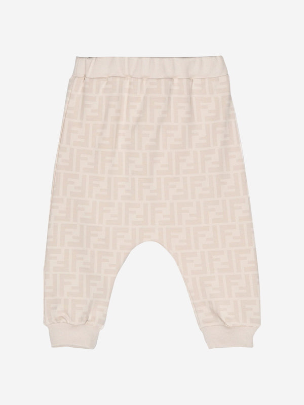 Fendi Baby FF Logo Joggers in Beige