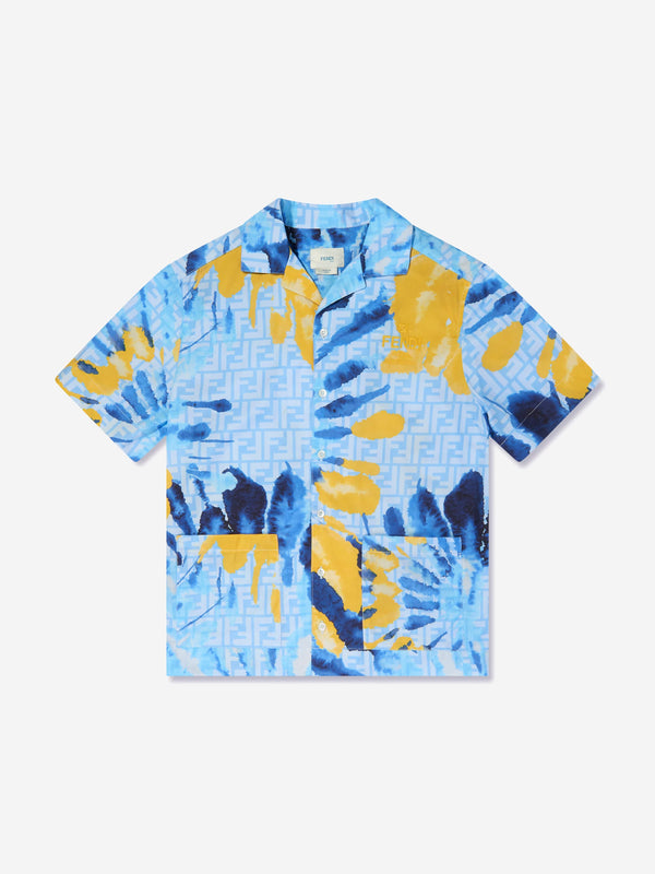 Fendi Boys Tie Dye Shirt in Blue