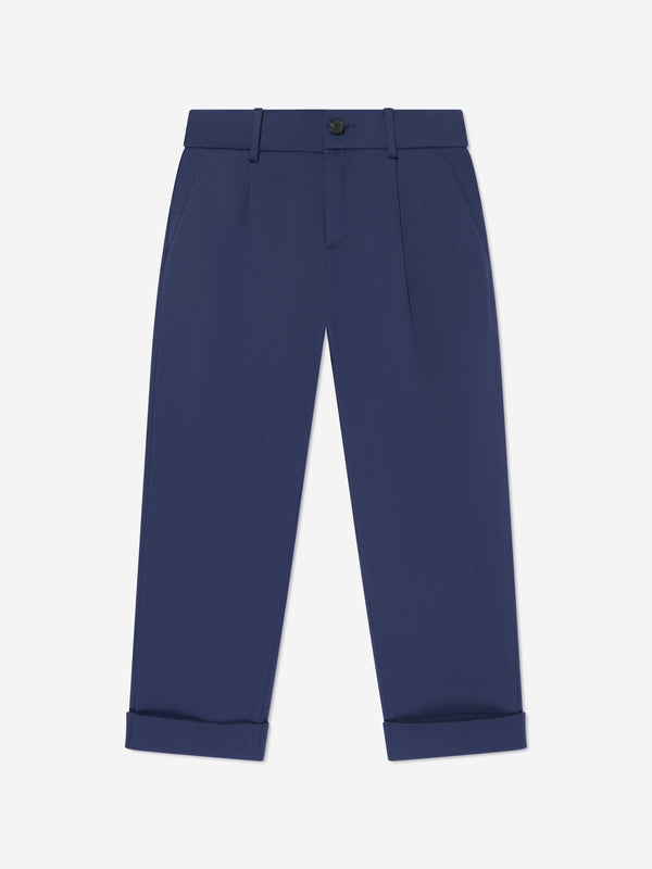 Fendi Boys Gabardine Stretch Trousers in Navy