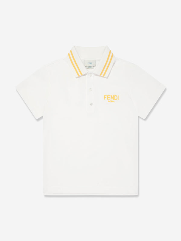 Fendi Boys Logo Polo Shirt in White