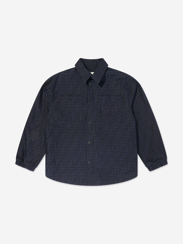 Fendi Kids FF Jacquard Shirt in Navy