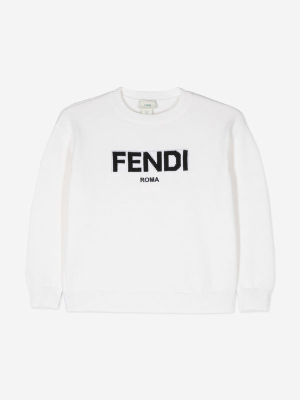 Fendi Kids Wool Knit Jumper in White