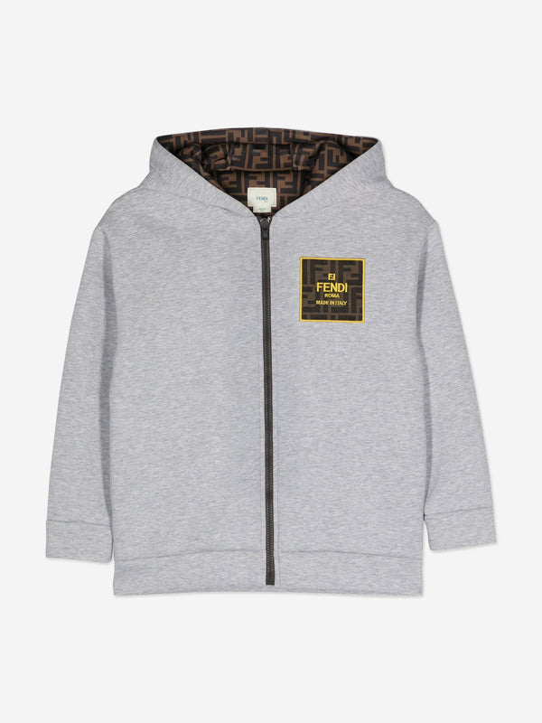 Fendi Kids FF Logo Zip Up Top in Grey