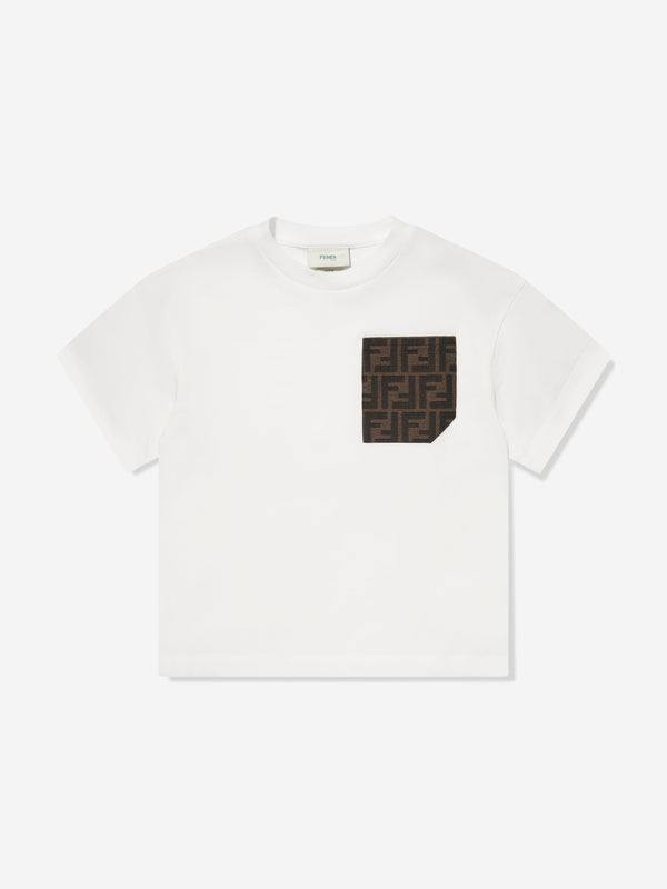 Fendi Kids Logo Pocket T-Shirt in White