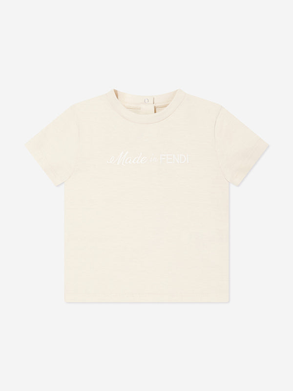 Fendi Baby Logo T-Shirt in Beige