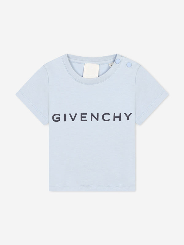 Givenchy Baby Boys Logo Print T-Shirt in Blue