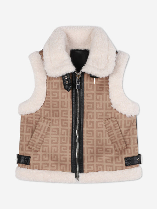 Givenchy Girls Sherling Gilet in Beige