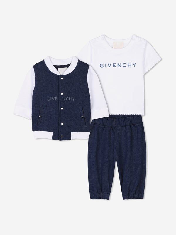 Baby Fleece Denim Tracksuit Set in Blue