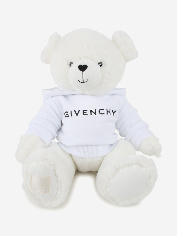 Teddy Soft Toy with Logo Hoodie in White