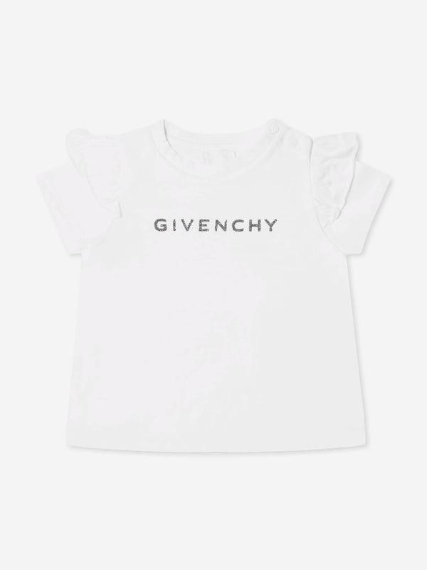 Baby Girls Glitter Logo T-Shirt in White