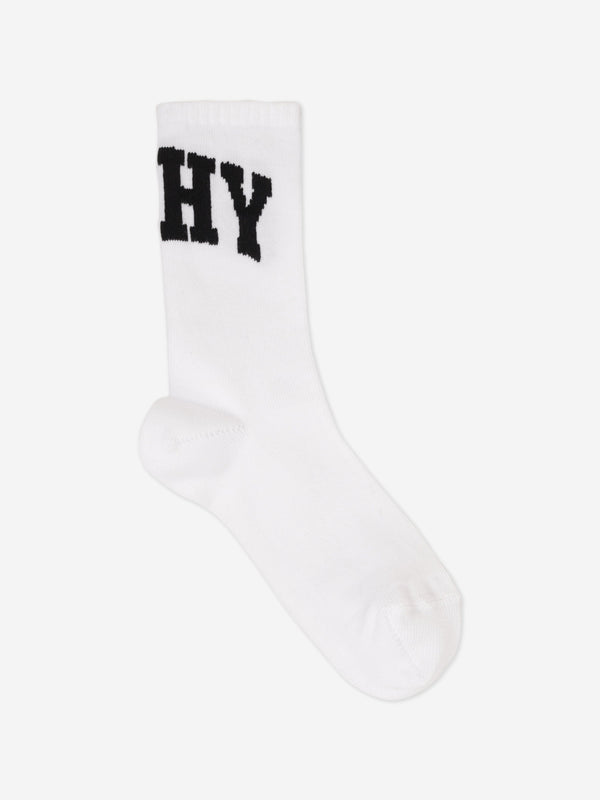 Boys Jacquard Logo Socks in White