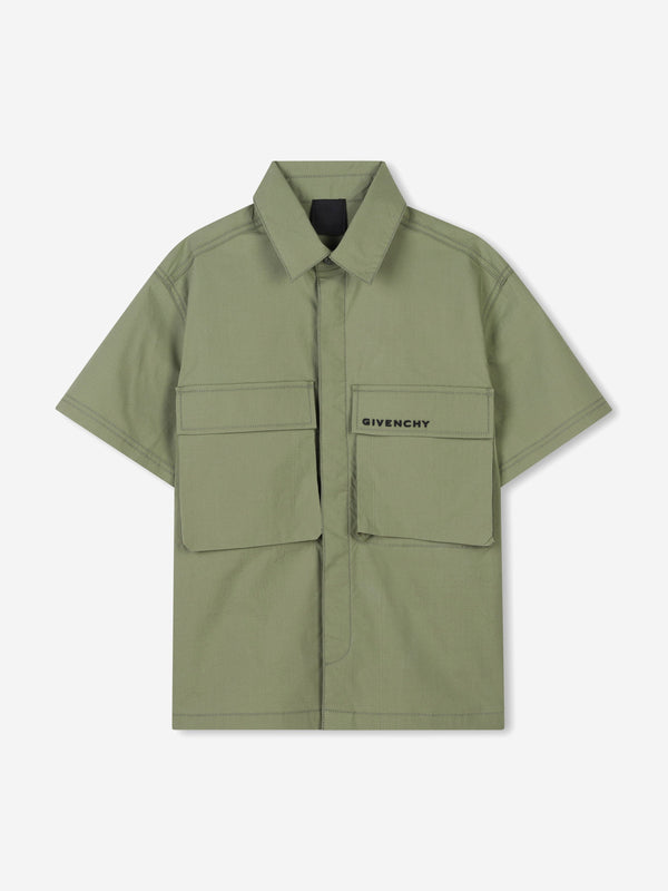 Boys Logo Pocket Flap Shirt in Green