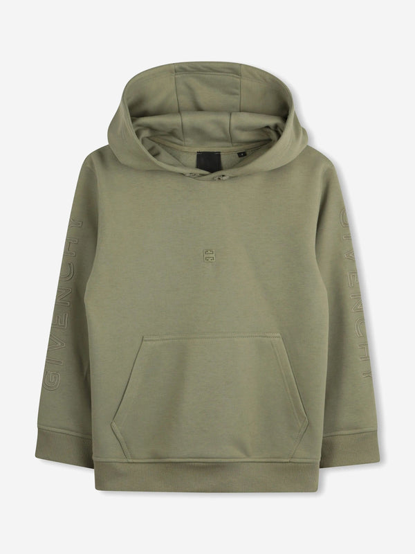 Boys Embroidered Logo Hoodie in Green