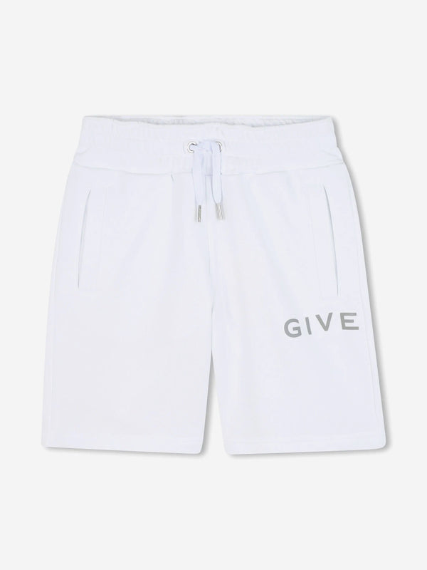 Boys Logo Print Shorts in White