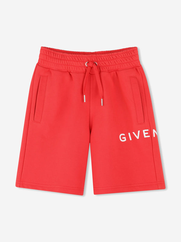 Boys Logo Print Shorts in Red