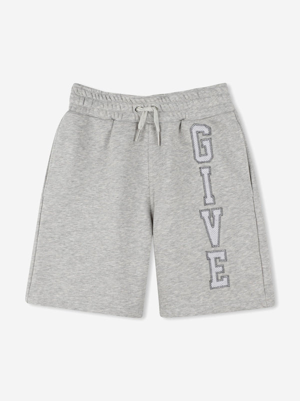 Boys Embroidered Applique Shorts in Grey