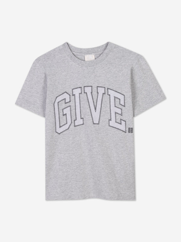 Boys Embroidered Logo T-Shirt in Grey