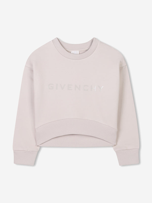 Girls Logo Print Sweatshirt in Beige