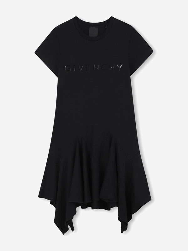 Girls Logo Ruffle Dress in Black