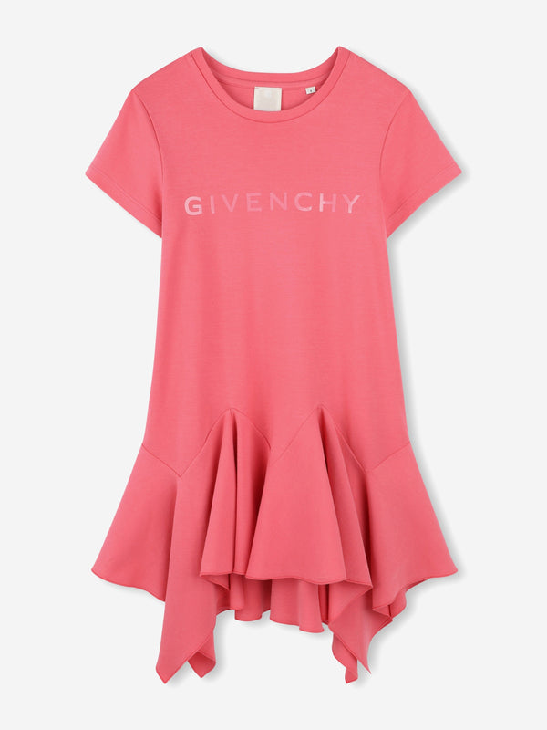 Girls Logo Ruffle Dress in Pink