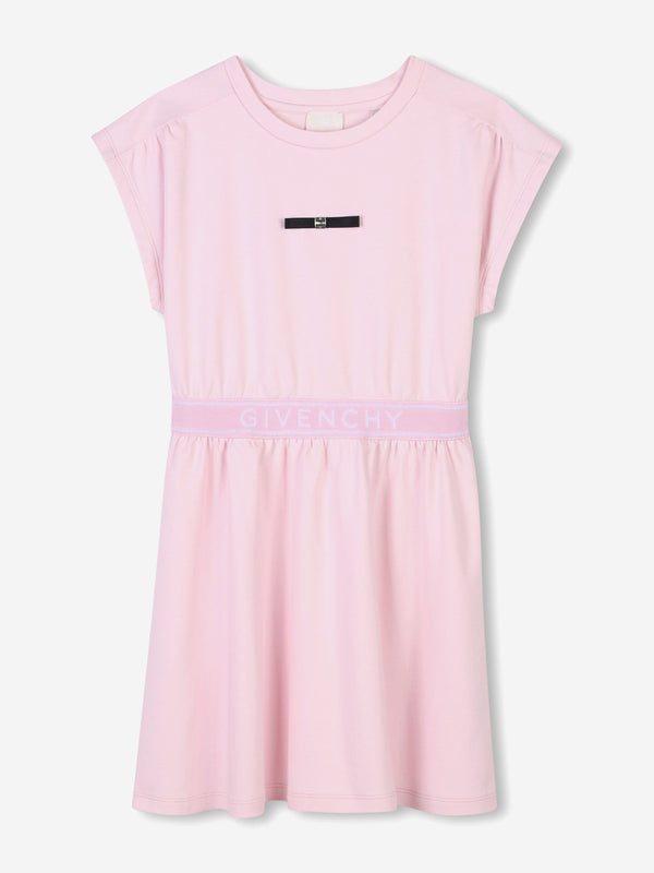 Girls Jacquard Logo Dress in Pink