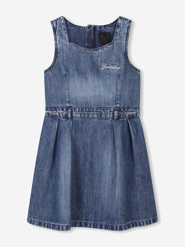 Girls Sleeveless Denim Dress in Blue