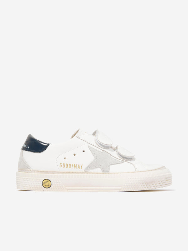 Golden Goose Kids Leather Star May School Trainers in White