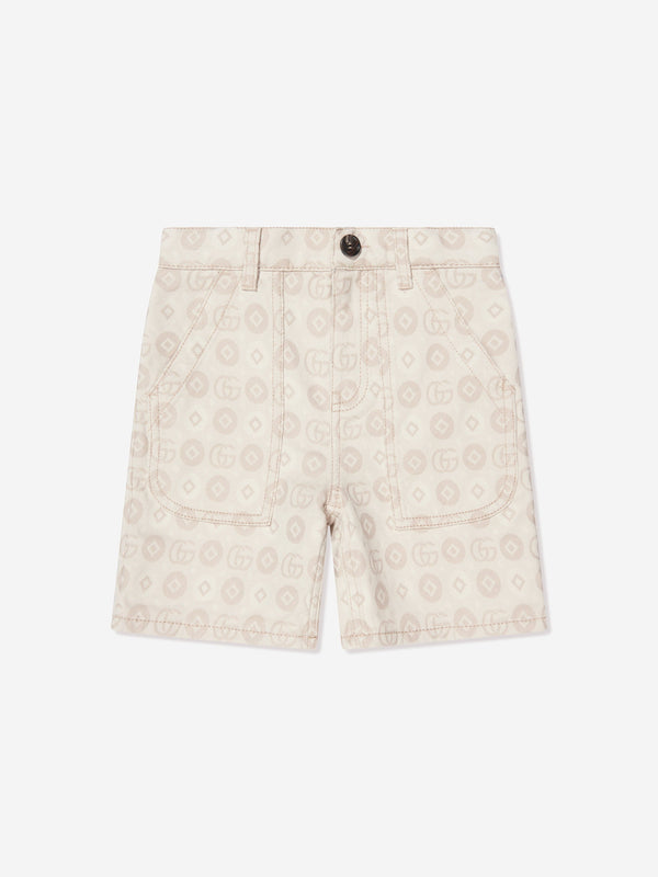 Gucci Kids Jacquard GG Denim Shorts in Ivory