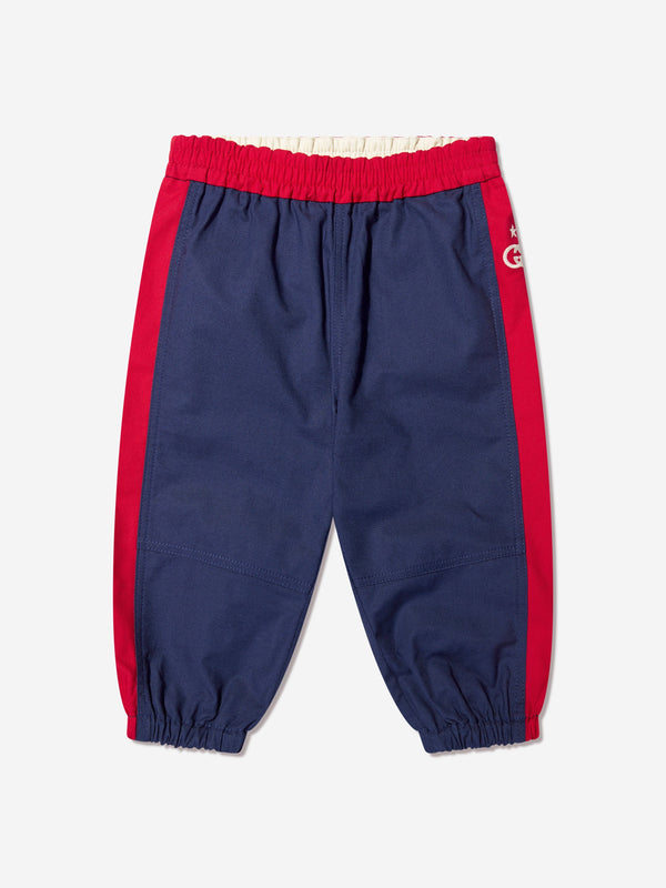 Gucci Baby Boys Logo Joggers in Navy