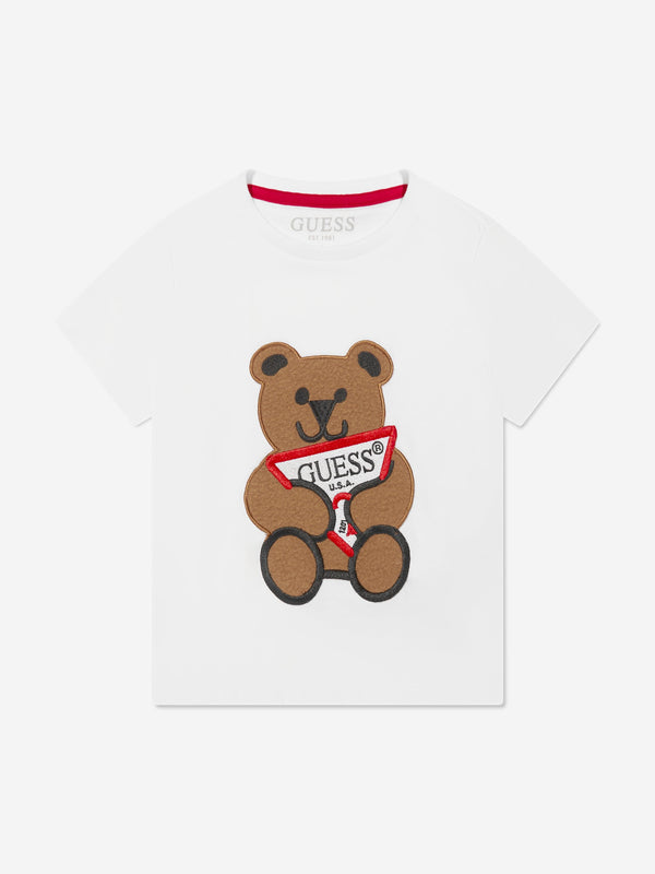 Guess Kids Bear Logo T-Shirt in White