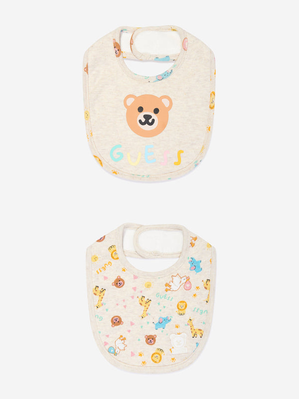 Guess Baby Animal Dream Bib Set in Ivory