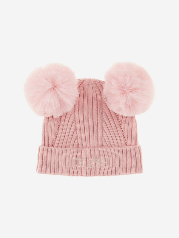 Guess Girls Knitted Pom Pom Hat in Pink