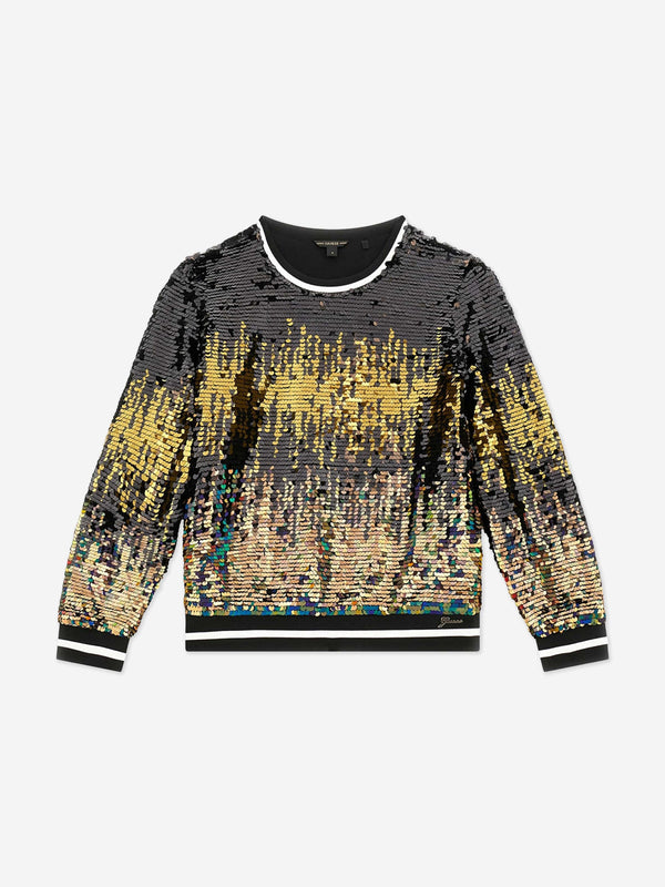 Guess Girls Sequinned Sweatshirt in Black