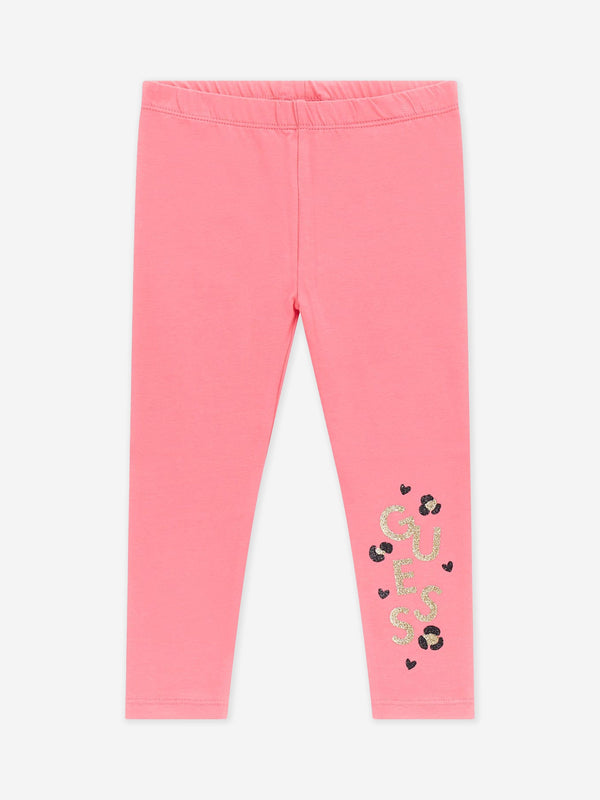 Guess Girls Logo Leggings in Pink