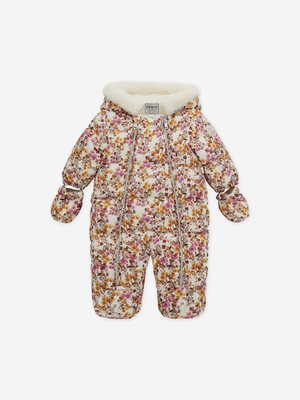 Guess Baby Girls Floral Snowsuit in Pink