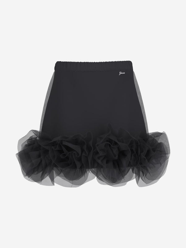 Girls Tulle Midi Skirt in Black