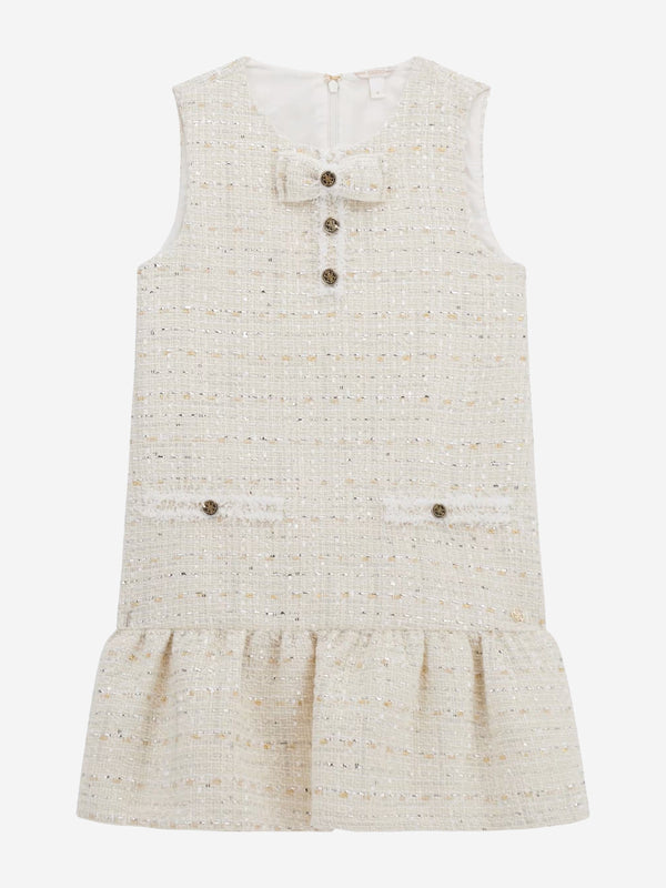 Girls Tweed Dress in Beige