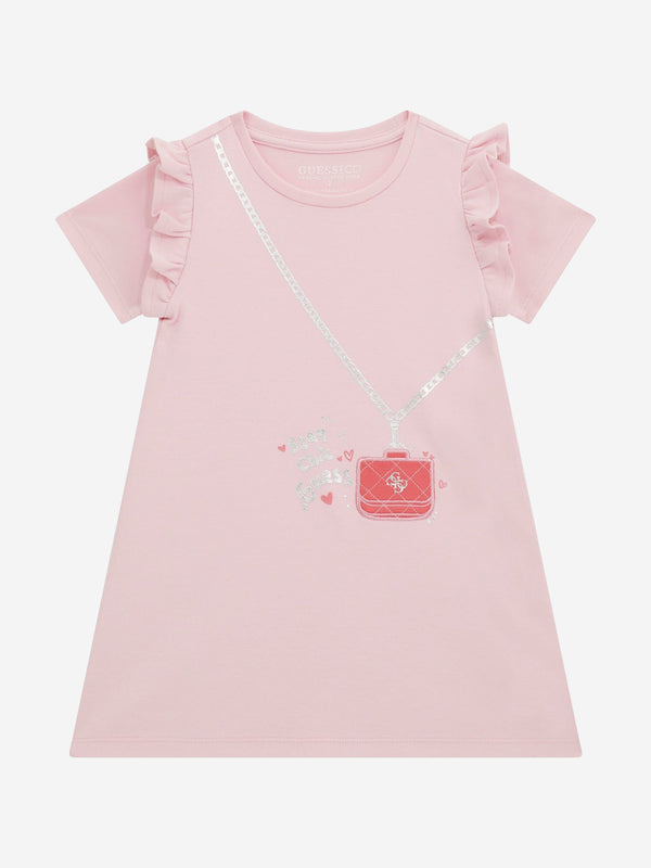 Girls Bag Print Dress in Pink