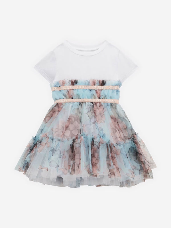 Girls Butterfly Collage Dress in Blue