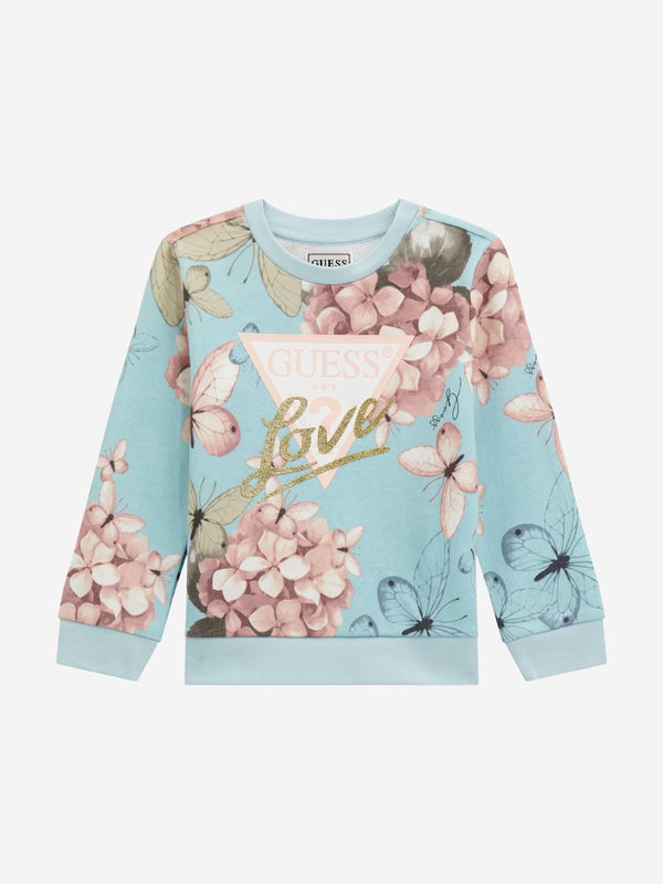 Girls Butterfly Collage Sweatshirt in Blue