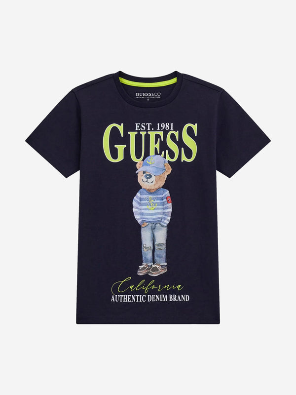 Boys Bear T-Shirt in Navy