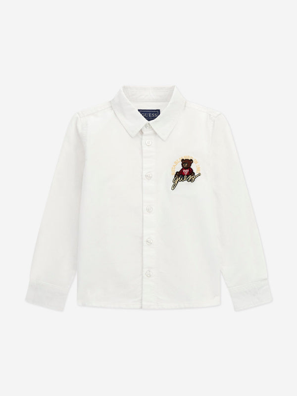 Boys Bear Oxford Shirt in White